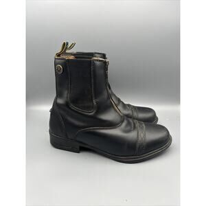 Black Leather MORETTA Front Zipping English Equestrian Paddock Boots Size 7